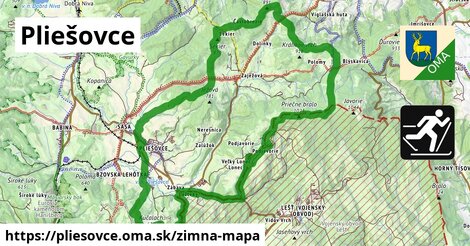 ikona Pliešovce: 0,95 km trás zimna-mapa v pliesovce