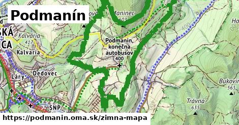 ikona Podmanín: 3,3 km trás zimna-mapa v podmanin