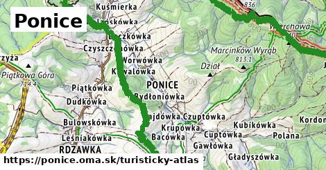 ikona Ponice: 7,2 km trás turisticky-atlas v ponice