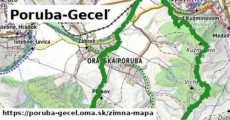 ikona Poruba-Geceľ: 16 km trás zimna-mapa v poruba-gecel