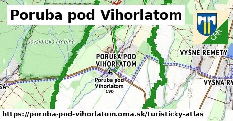 ikona Poruba pod Vihorlatom: 23 km trás turisticky-atlas v poruba-pod-vihorlatom