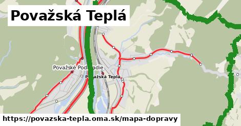 ikona Považská Teplá: 53 km trás mapa-dopravy v povazska-tepla