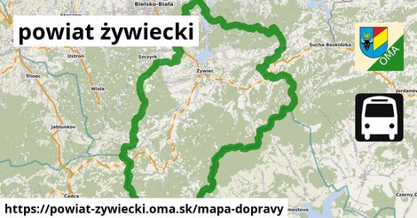 ikona powiat żywiecki: 419 km trás mapa-dopravy v powiat-zywiecki