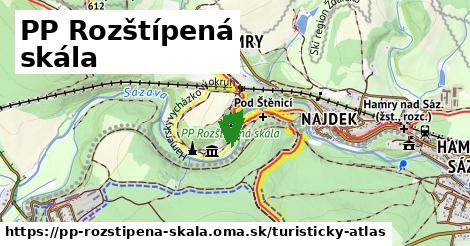 ikona PP Rozštípená skála: 396 m trás turisticky-atlas v pp-rozstipena-skala