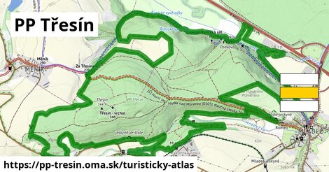 ikona PP Třesín: 6,9 km trás turisticky-atlas v pp-tresin