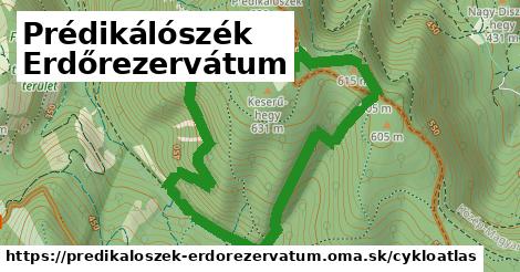 ikona Prédikálószék Erdőrezervátum: 601 m trás cykloatlas v predikaloszek-erdorezervatum