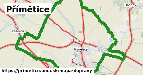 ikona Přímětice: 23 km trás mapa-dopravy v primetice