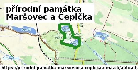 ikona Mapa autoatlas v prirodni-pamatka-marsovec-a-cepicka