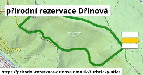 ikona přírodní rezervace Dřínová: 72 m trás turisticky-atlas v prirodni-rezervace-drinova