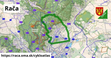 ikona Rača: 71 km trás cykloatlas v raca