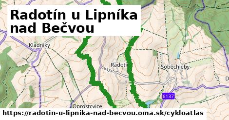 ikona Radotín u Lipníka nad Bečvou: 1,85 km trás cykloatlas v radotin-u-lipnika-nad-becvou