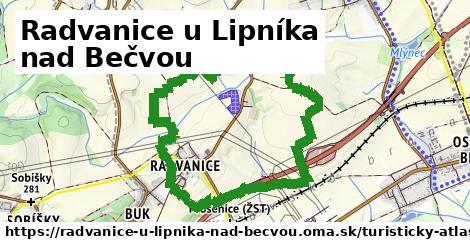 ikona Radvanice u Lipníka nad Bečvou: 1,30 km trás turisticky-atlas v radvanice-u-lipnika-nad-becvou