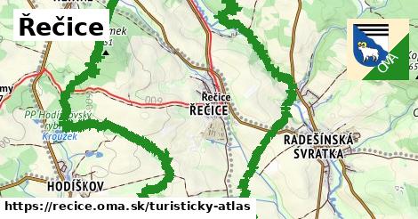 ikona Řečice: 4,1 km trás turisticky-atlas v recice