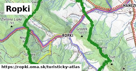ikona Ropki: 0 m trás turisticky-atlas v ropki