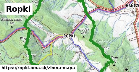 ikona Ropki: 0 m trás zimna-mapa v ropki