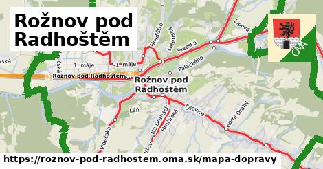 ikona Rožnov pod Radhoštěm: 43 km trás mapa-dopravy v roznov-pod-radhostem