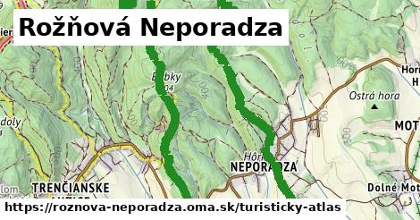 ikona Rožňová Neporadza: 7,4 km trás turisticky-atlas v roznova-neporadza