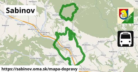 ikona Sabinov: 11,4 km trás mapa-dopravy v sabinov