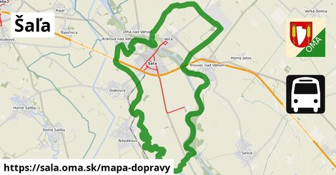 ikona Šaľa: 111 km trás mapa-dopravy v sala