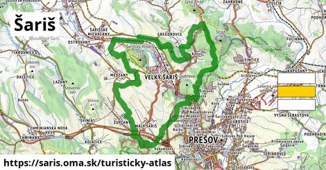 ikona Šariš: 72 km trás turisticky-atlas v saris