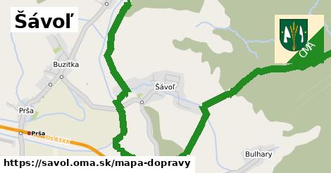 ikona Šávoľ: 0 m trás mapa-dopravy v savol