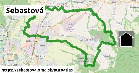 ikona Mapa autoatlas v sebastova