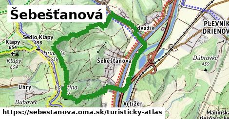 ikona Šebešťanová: 0 m trás turisticky-atlas v sebestanova
