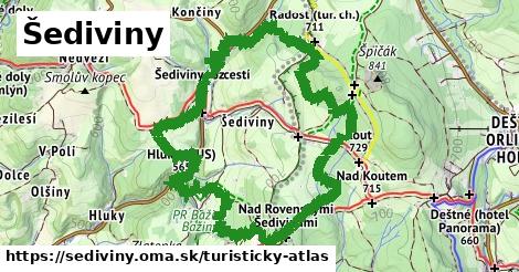 ikona Šediviny: 3,9 km trás turisticky-atlas v sediviny