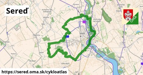 ikona Sereď: 28 km trás cykloatlas v sered