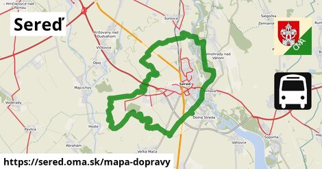 ikona Sereď: 183 km trás mapa-dopravy v sered