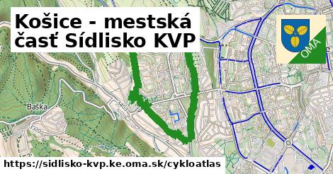 ikona Košice - mestská časť Sídlisko KVP: 0,74 km trás cykloatlas v sidlisko-kvp.ke