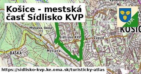 ikona Košice - mestská časť Sídlisko KVP: 3,8 km trás turisticky-atlas v sidlisko-kvp.ke