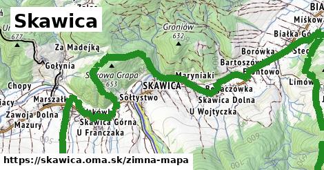 ikona Skawica: 0 m trás zimna-mapa v skawica