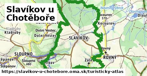 ikona Slavíkov u Chotěboře: 3,3 km trás turisticky-atlas v slavikov-u-chotebore