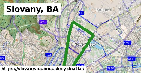 ikona Slovany, BA: 7,4 km trás cykloatlas v slovany.ba