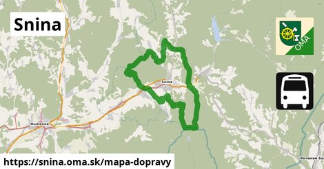 ikona Snina: 20 km trás mapa-dopravy v snina