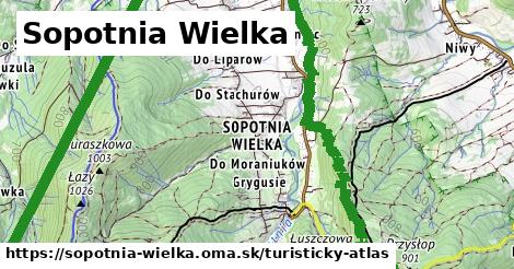 ikona Sopotnia Wielka: 35 km trás turisticky-atlas v sopotnia-wielka