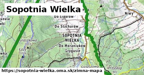 ikona Sopotnia Wielka: 3,8 km trás zimna-mapa v sopotnia-wielka