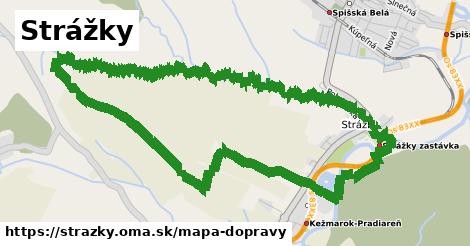 ikona Strážky: 2,4 km trás mapa-dopravy v strazky
