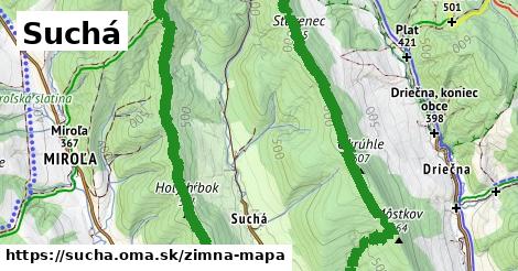 ikona Suchá: 0 m trás zimna-mapa v sucha