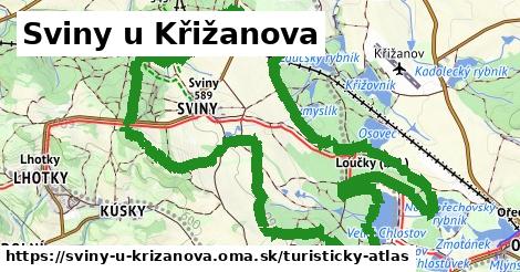 ikona Sviny u Křižanova: 4,3 km trás turisticky-atlas v sviny-u-krizanova