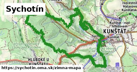 ikona Sychotín: 0 m trás zimna-mapa v sychotin