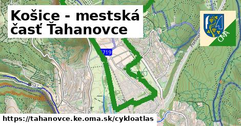 ikona Košice - mestská časť Ťahanovce: 8,0 km trás cykloatlas v tahanovce.ke