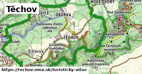 ikona Těchov: 22 km trás turisticky-atlas v techov