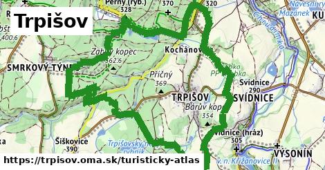 ikona Trpišov: 4,5 km trás turisticky-atlas v trpisov