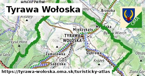 ikona Tyrawa Wołoska: 9,6 km trás turisticky-atlas v tyrawa-woloska