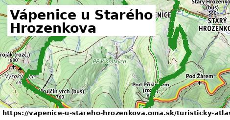 ikona Vápenice u Starého Hrozenkova: 19 km trás turisticky-atlas v vapenice-u-stareho-hrozenkova