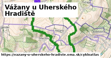 ikona Vážany u Uherského Hradiště: 6,7 km trás cykloatlas v vazany-u-uherskeho-hradiste