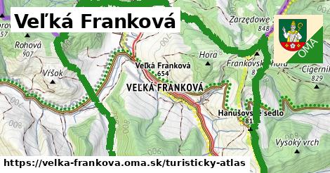 ikona Veľká Franková: 8,2 km trás turisticky-atlas v velka-frankova