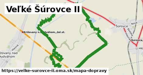 ikona Veľké Šúrovce II: 2,2 km trás mapa-dopravy v velke-surovce-ii